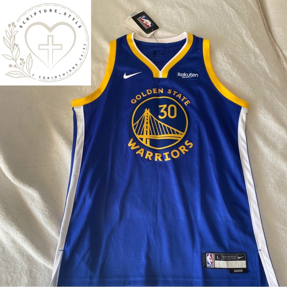NBA Golden State Warriors Blue and Yellow Game Jersey (Junior Size L) NEW!!